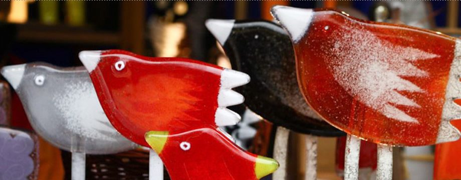 Vogelgruppe Tiffanyglas